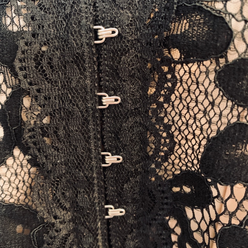 Topshop Bustier Mini Dress Hook And Eye Corset Look Black Lace Size 10 Coquette - Picture 8 of 16